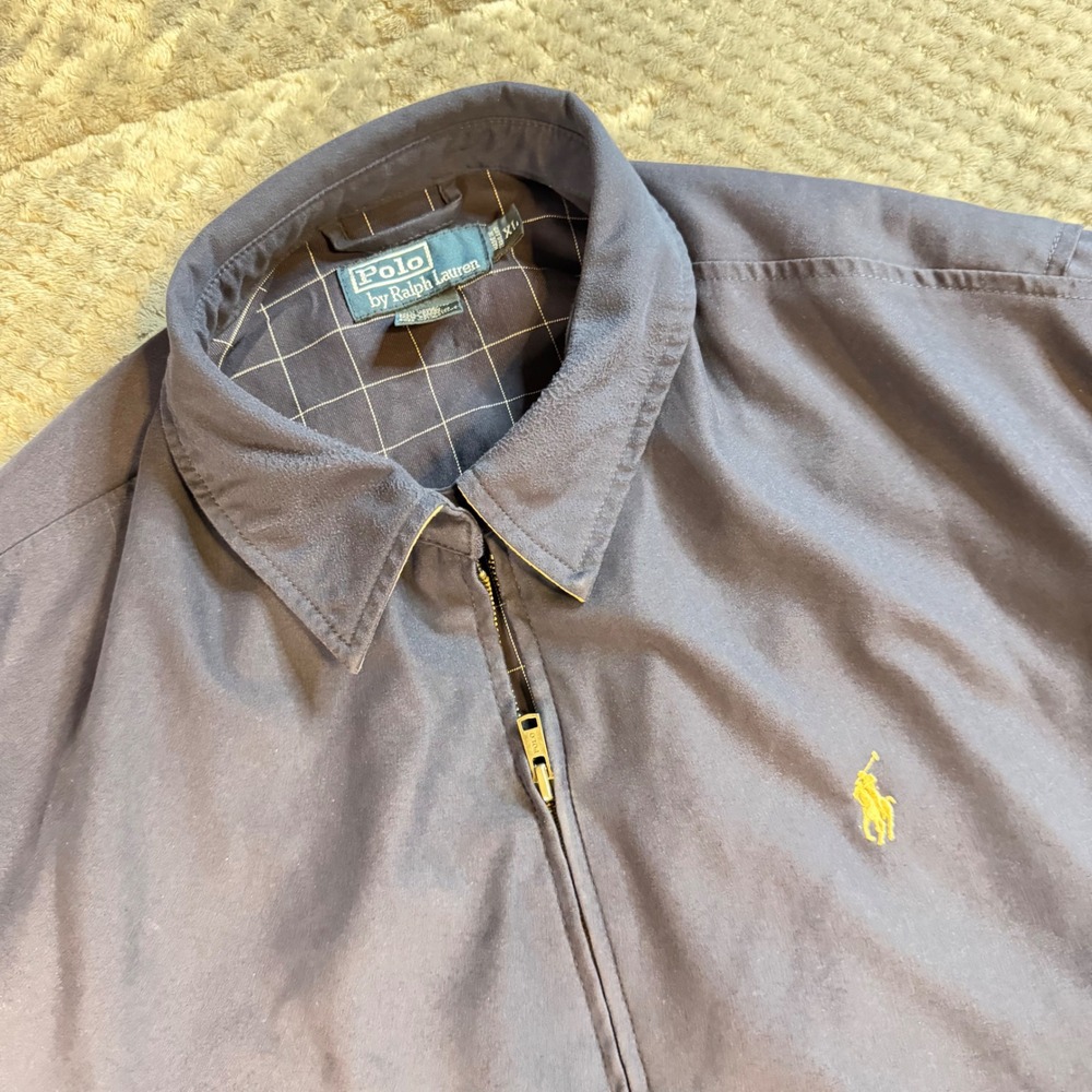 Polo Ralph Lauren Mens Harrington Jacket XL Navy Blue Full Zip Windbreaker Pony